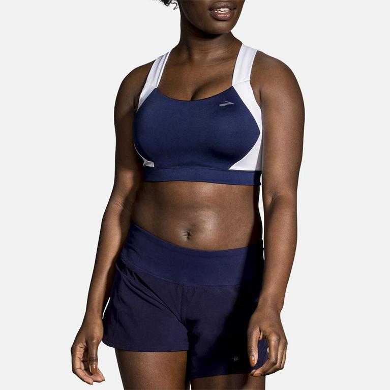 Brooks Uphold Crossback Running Bra - Women's - Blue (25043-LEWC)